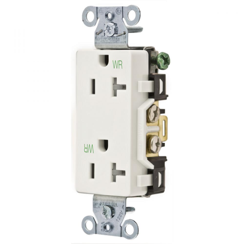 WTR/TAMP RES, DECO FACE, 20A 125V,WH