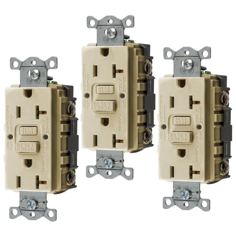 20A COMM SELF TEST GFR IVORY, 3 PACK