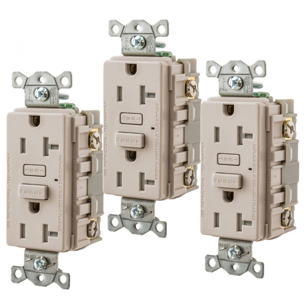 20A HUBBELL PRO GFR TRWR LT ALM, 3PK