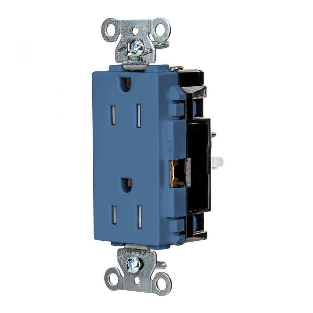 DECO RCPT IND, TR, SPRG TRM 15A 125V, BL