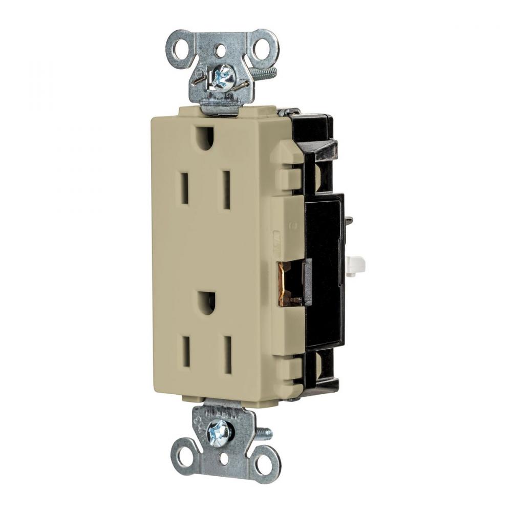 DECO RCPT, IND, SPRG TRM, 15A 125V, IV