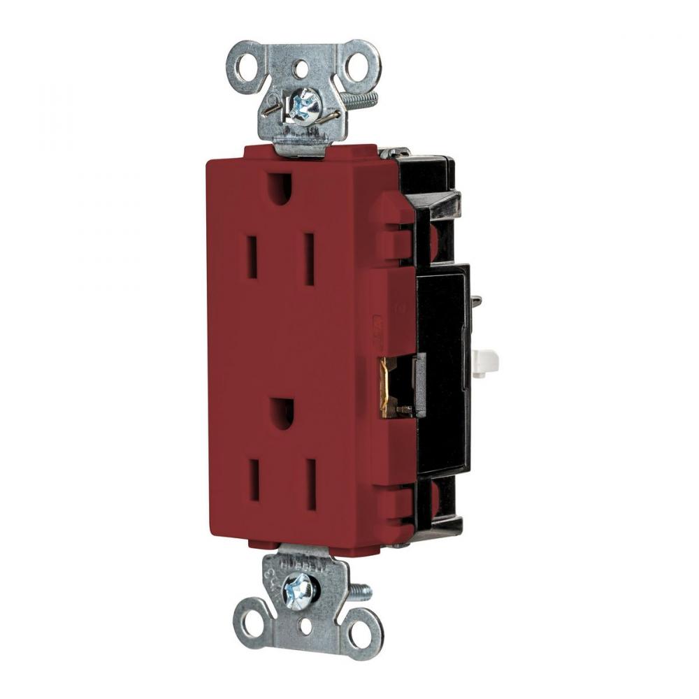 DECO RCPT, IND, SPRG TRM, 15A 125V, RD