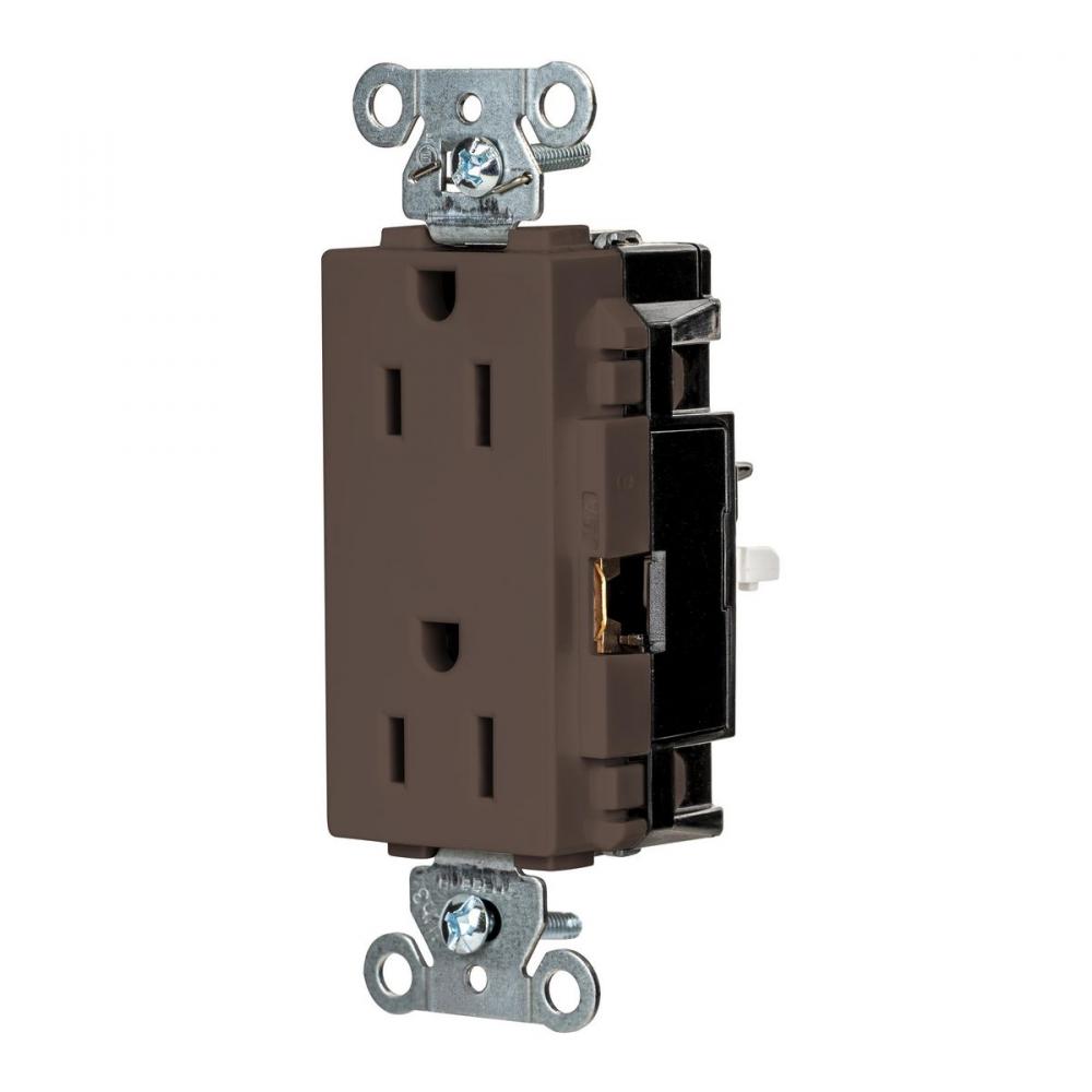 DECO RCPT, IND, SPRG TRM, 15A 125V, BR