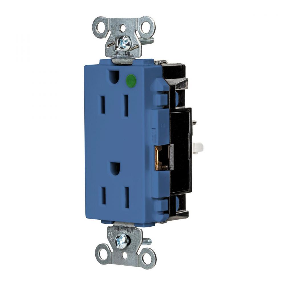 DECO RCPT, HG, SPRG TRM, 15A 125V, BL