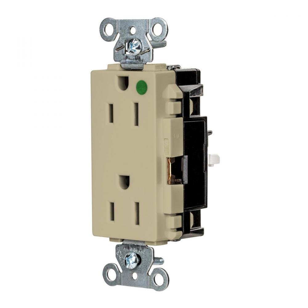 DECO RCPT, HG, SPRG TRM, 15A 125V, IV