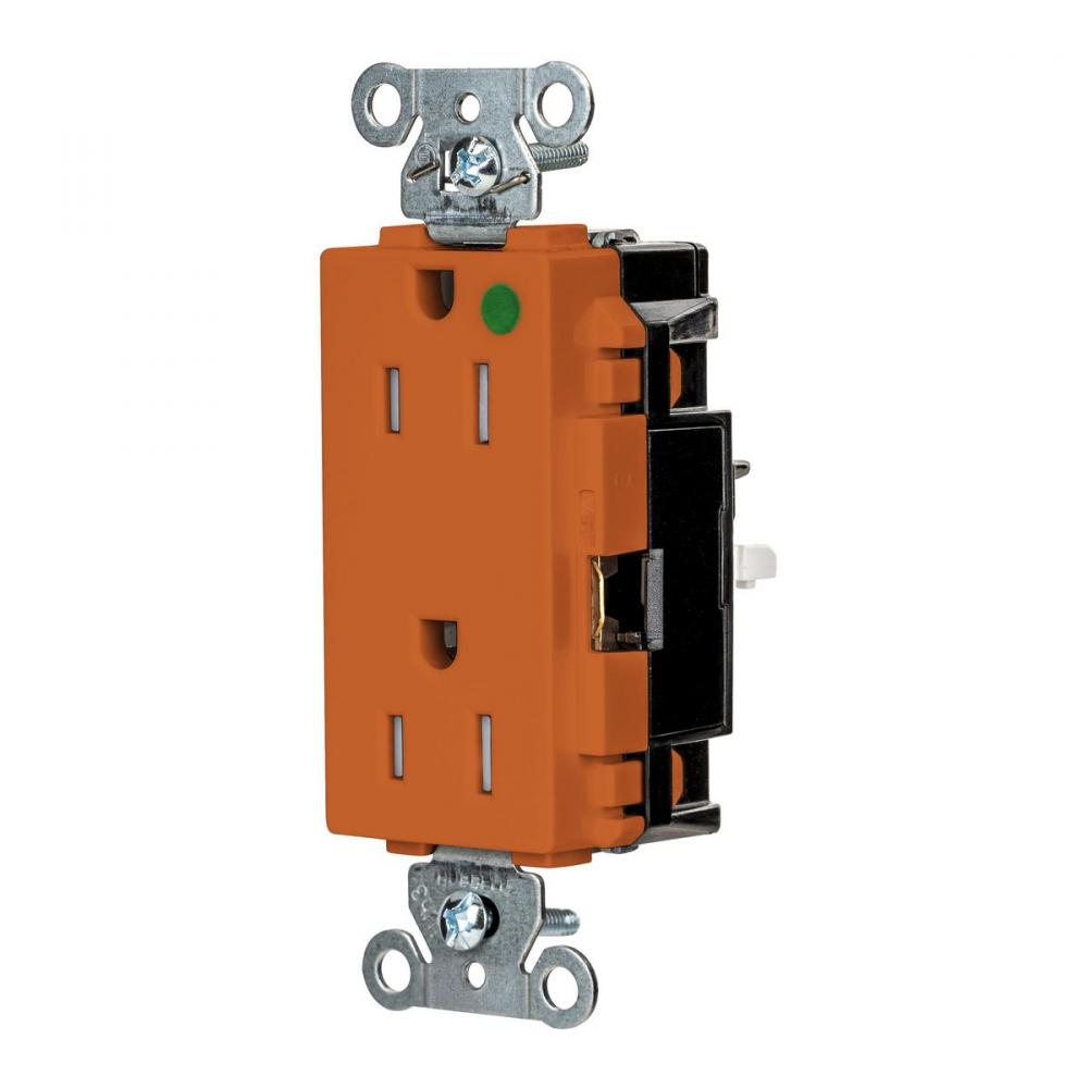 DECO RCPT HG, TR, SPRG TRM, 15A 125V, OR