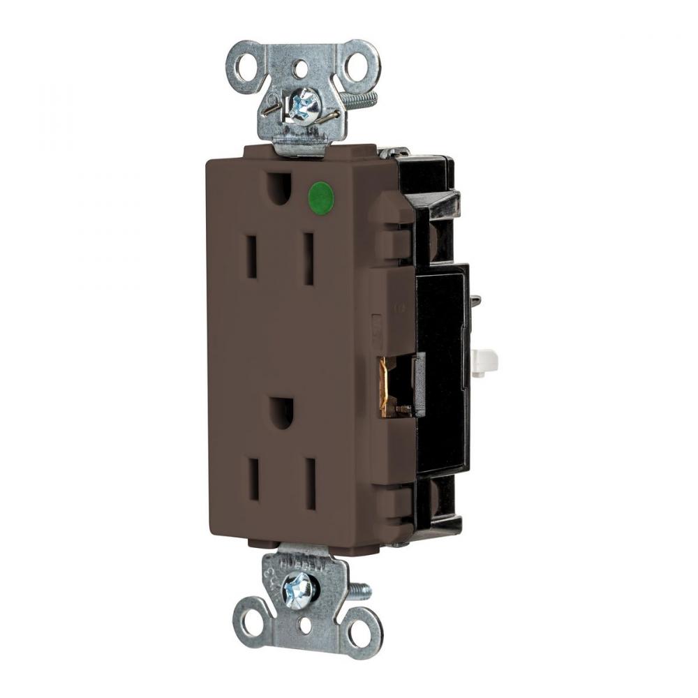 DECO RCPT, HG, SPRG TRM, 15A 125V, BR