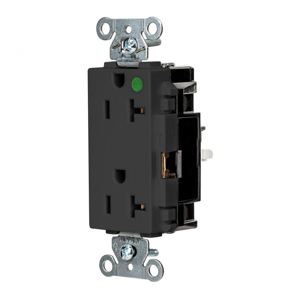 DECO RCPT, HG, SPRG TRM, 20A 125V, BK