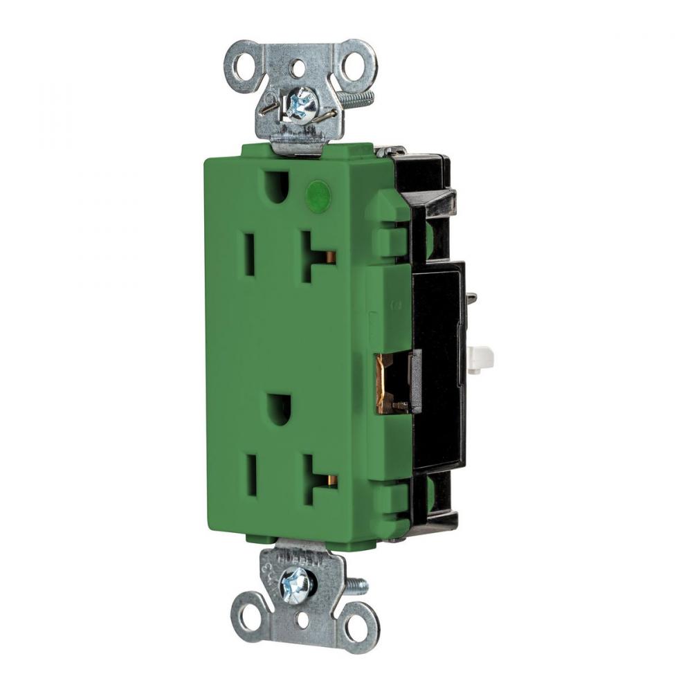 DECO RCPT, HG, SPRG TRM, 20A 125V, GN