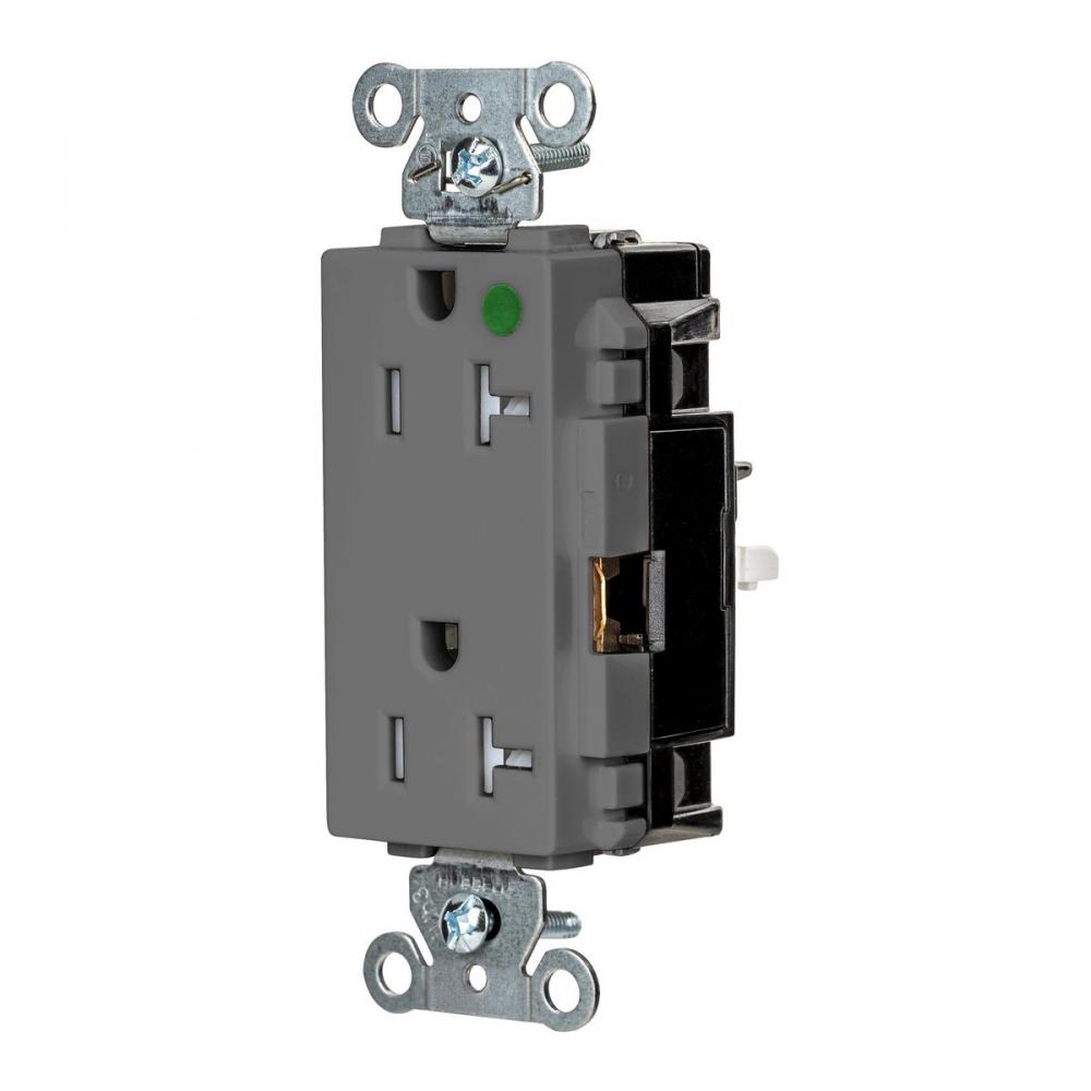 DECO RCPT HG, TR, SPRG TRM, 20A 125V, GY