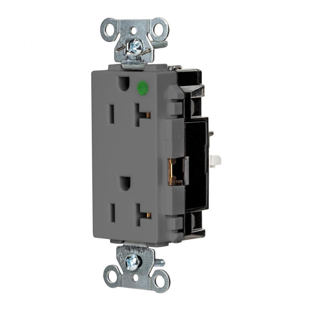 DECO RCPT, HG, SPRG TRM, 20A 125V, GY