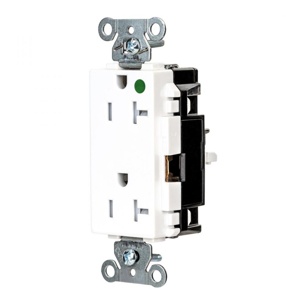 DECO RCPT HG, TR, SPRG TRM, 20A 125V, WH