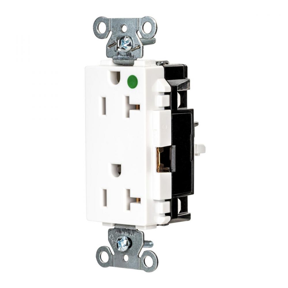 DECO RCPT, HG, SPRG TRM, 20A 125V, WH