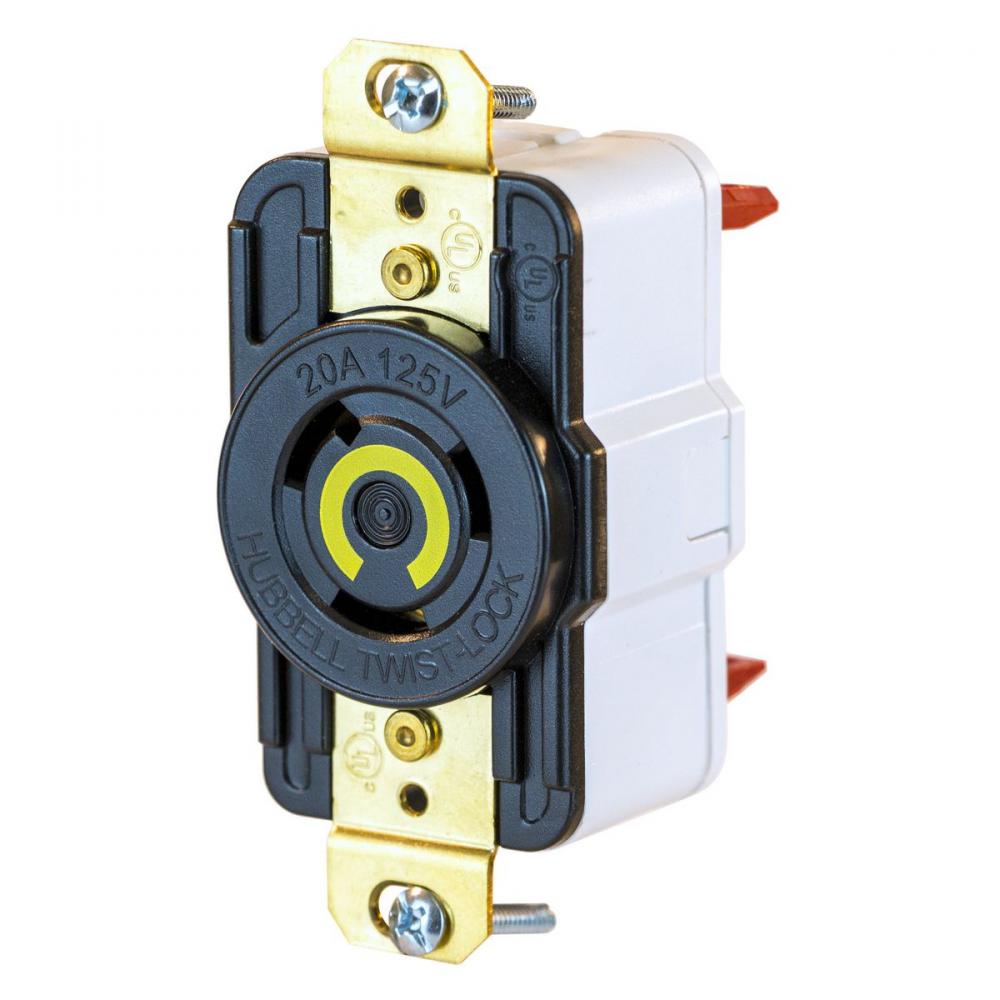 LKG RCPT, 20A 125V, L5-20R, BK, SPRING T