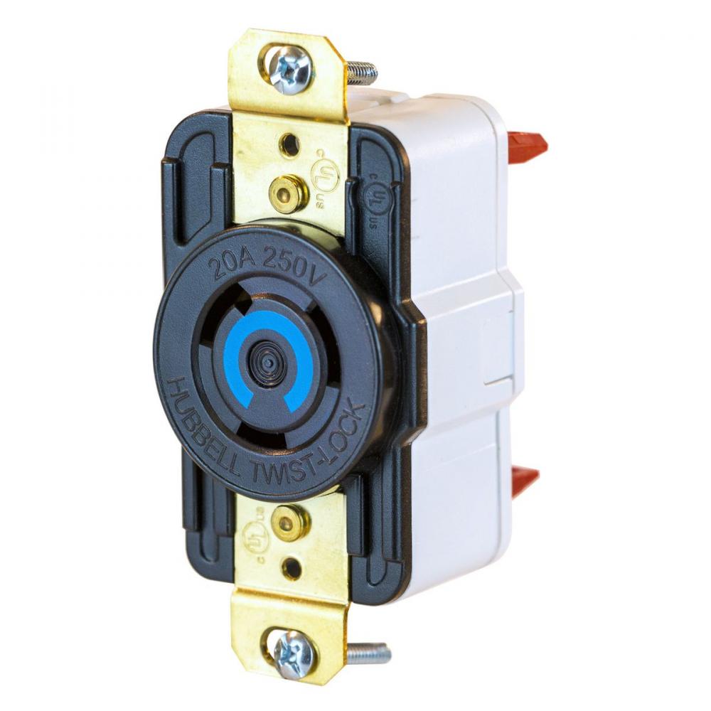 LKG RCPT, 20A 250V, L6-20R, BK, SPRING T