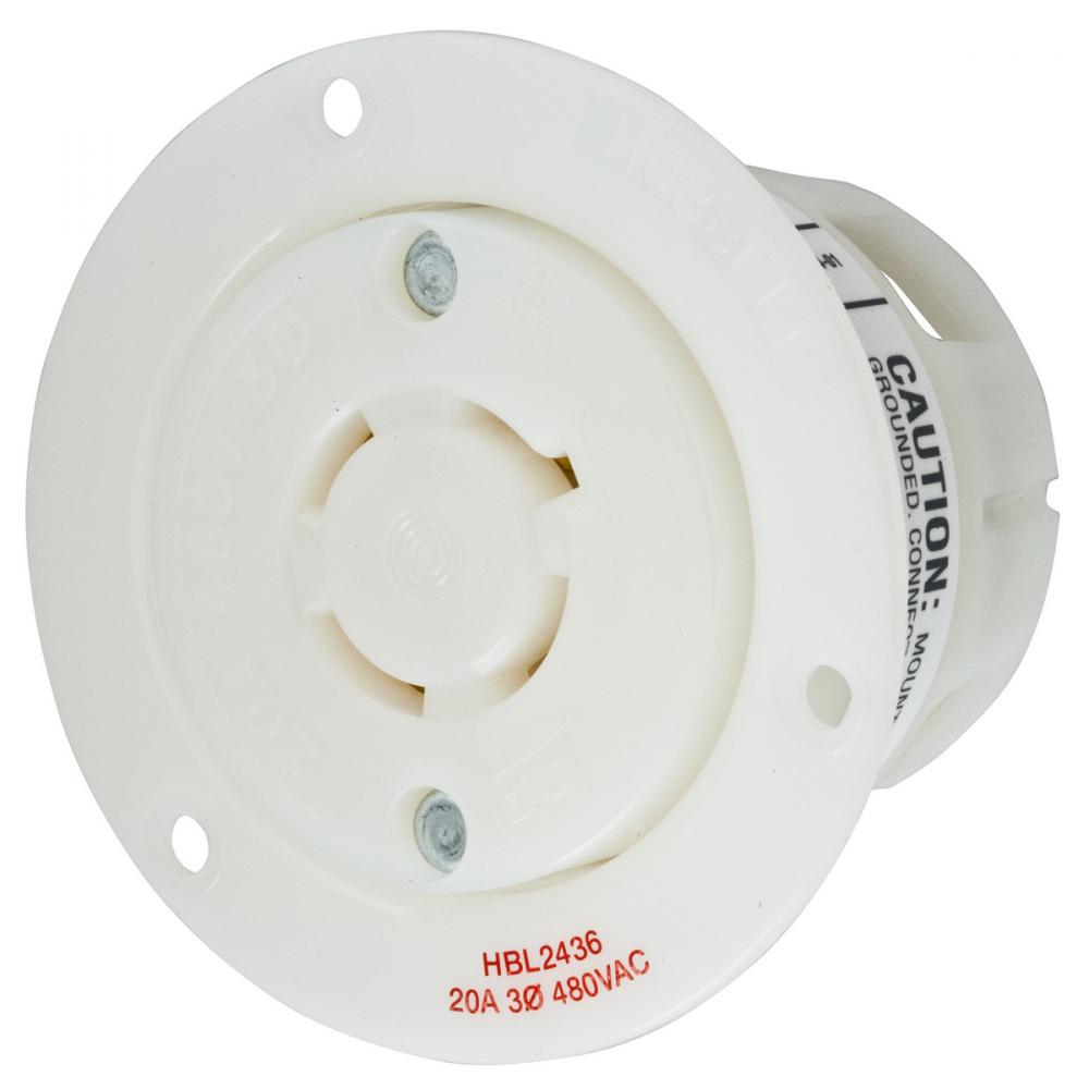 LKG FLG-RCPT, 20A 3P 480V, L16-20R, WH