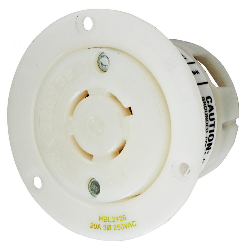 LKG FLG-RCPT, 20A 3P 250V, L15-20R,CM,YL