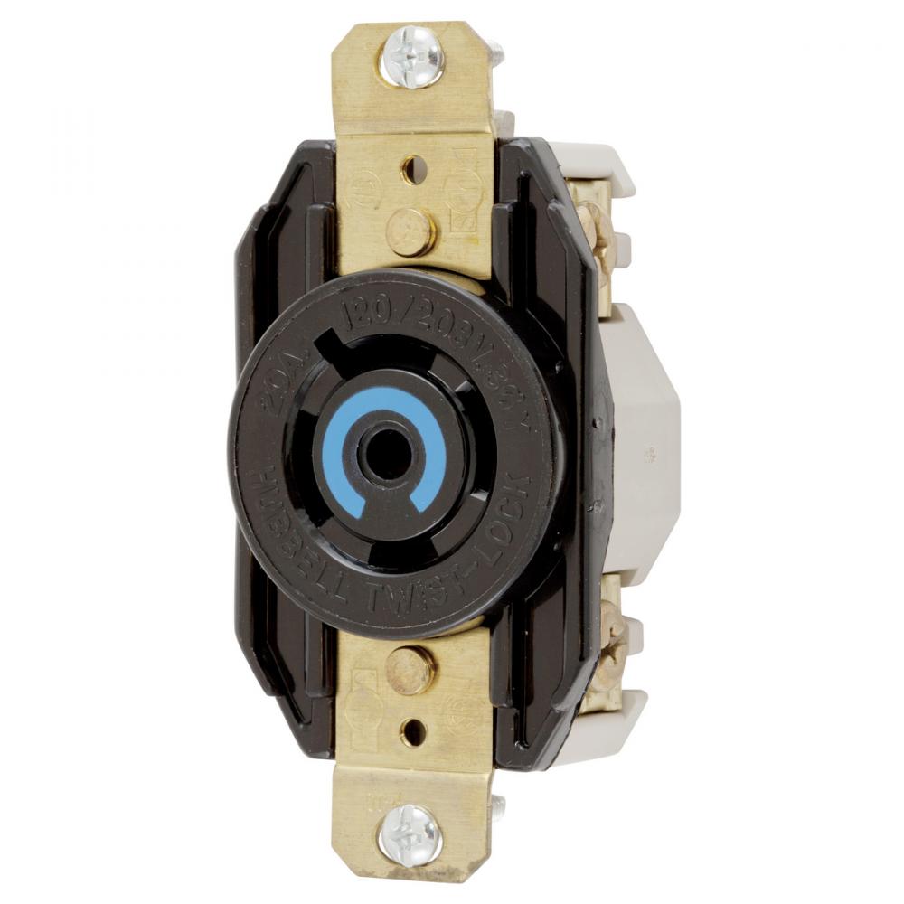 LKG RCPT, 20A 3PH 120/208V, L21-20R, BK