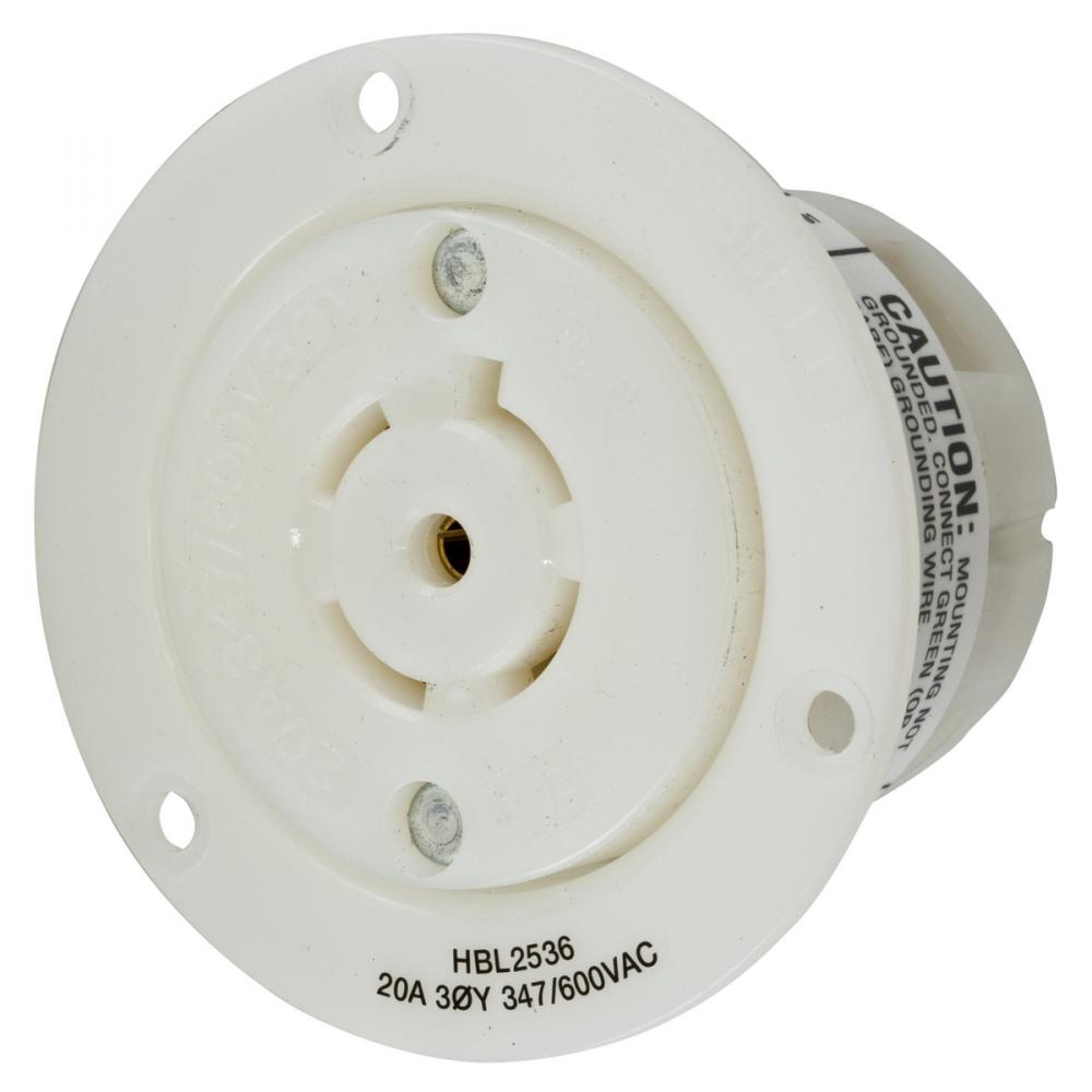 LKG FLG-RCPT, 20A 347/600V, L23-20R, WH