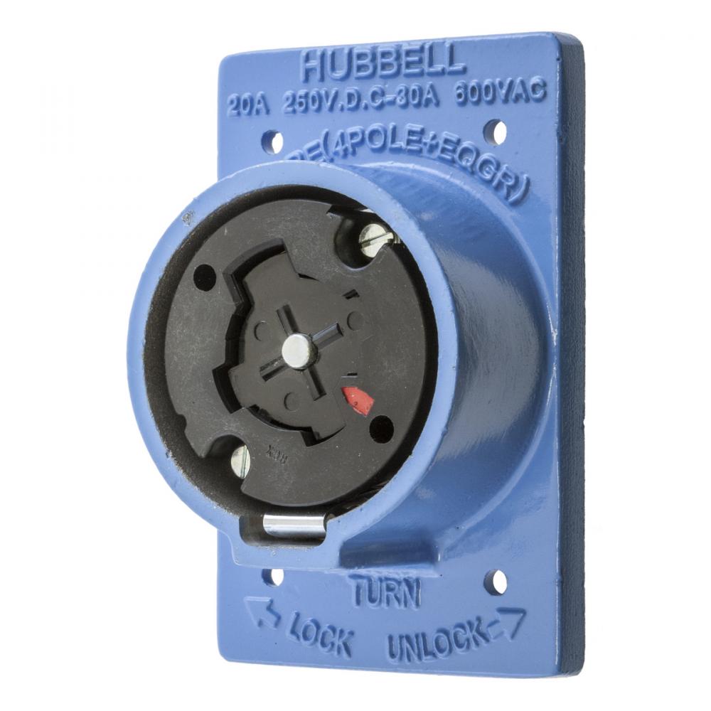 H/LOCK RCPT, 4P5W, 30A 600V