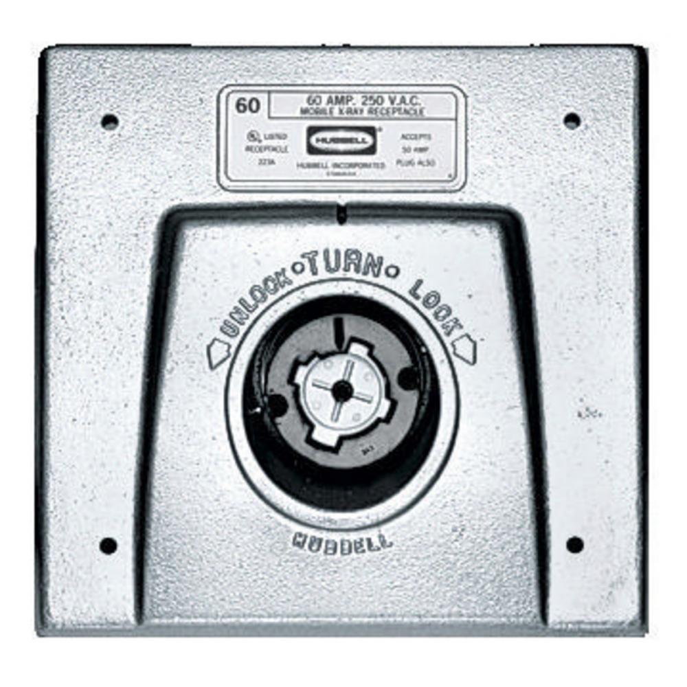 H/LOCK RCPT, 2P3W, 50A 250V, X-RAY, CAST