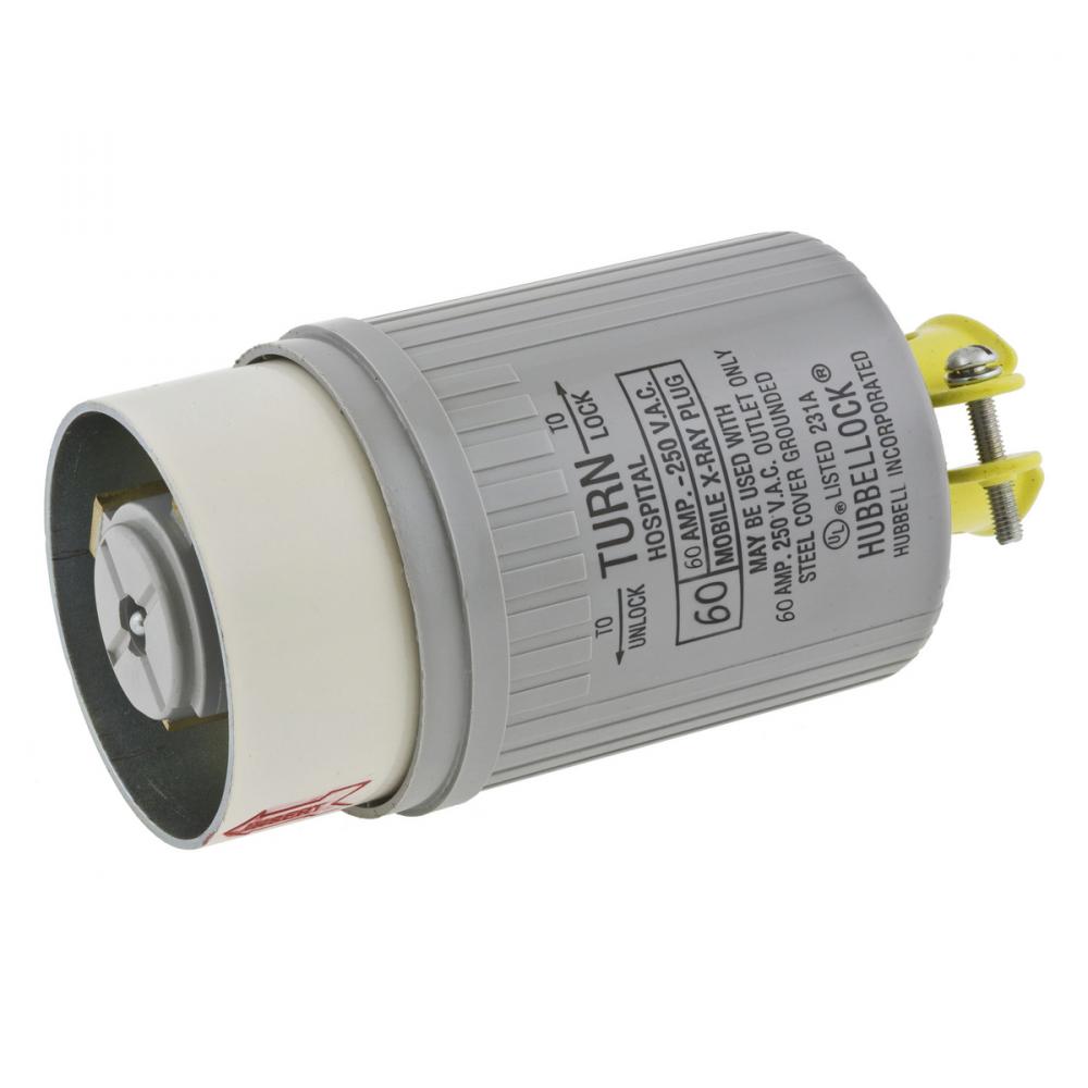 MOBILE X-RAY PLUG, 2P3W, 60A 250V, CGRIP