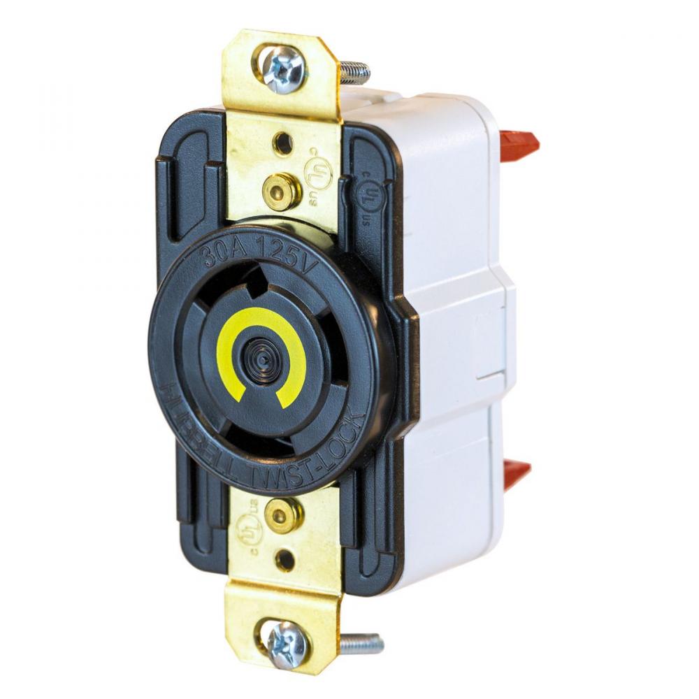 LKG RCPT, 30A 125V, L5-30R, BK, SPRING T