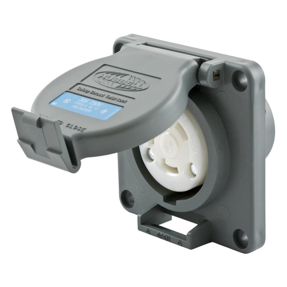 LKG WT S/SHRD RCPT, 30A 250V, L6-30R,GY