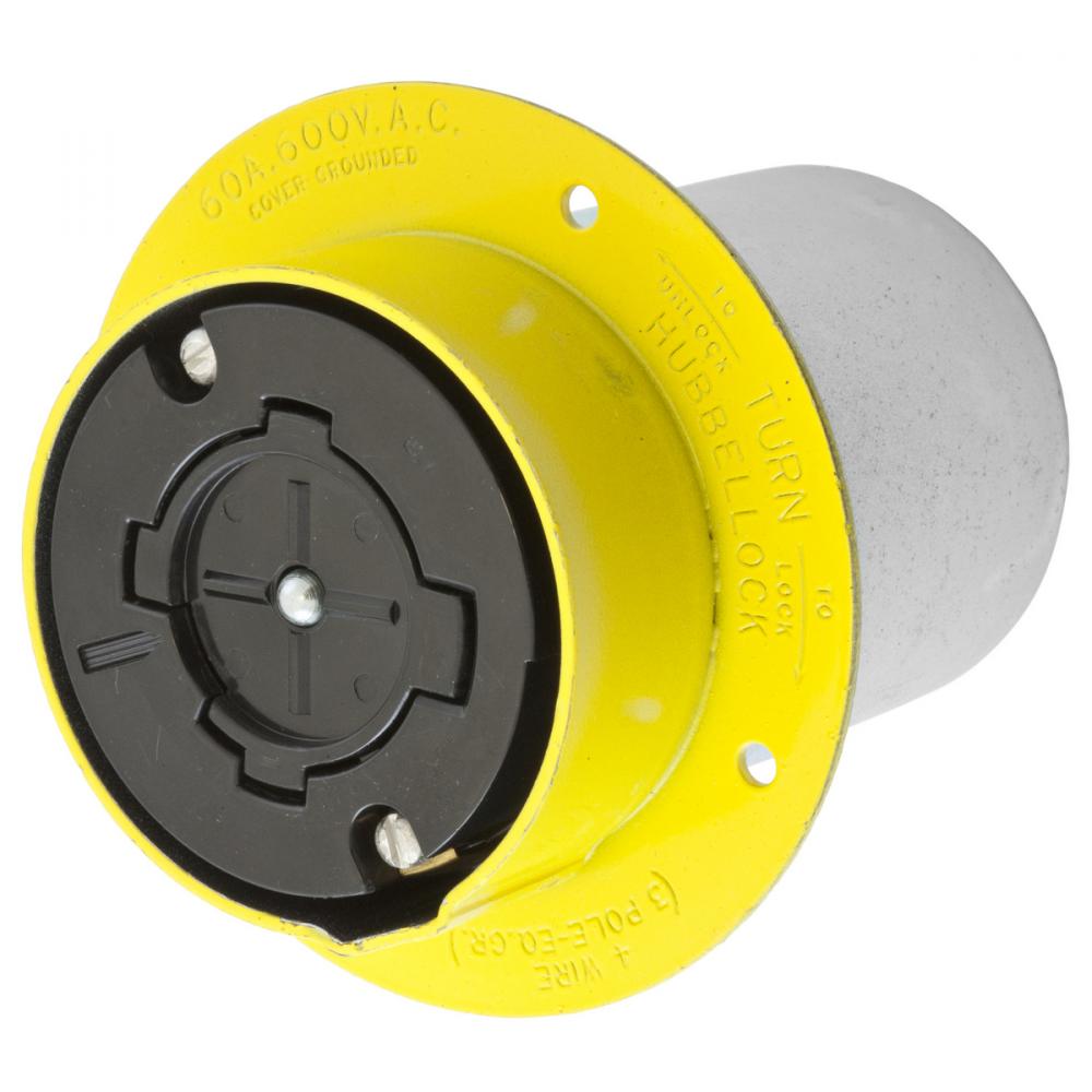 H/LOCK FLGD RCPT, 3P4W, 60A 600V