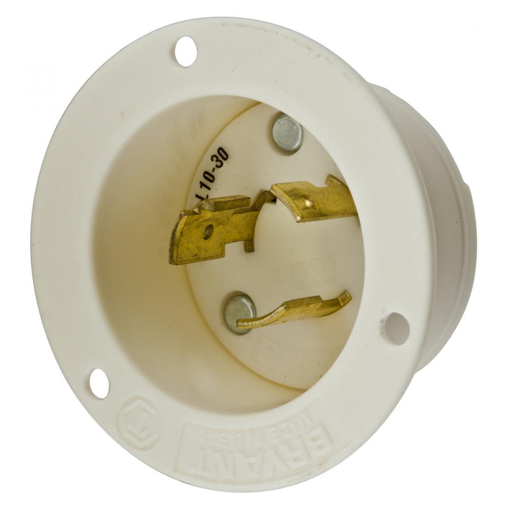LKG FLG INLT, 30A 125/250V, L10-30P, WH