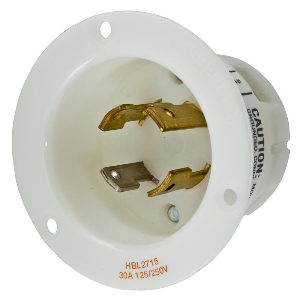 LKG FLG-INLT, 30A 125/250V, L14-30P,WH