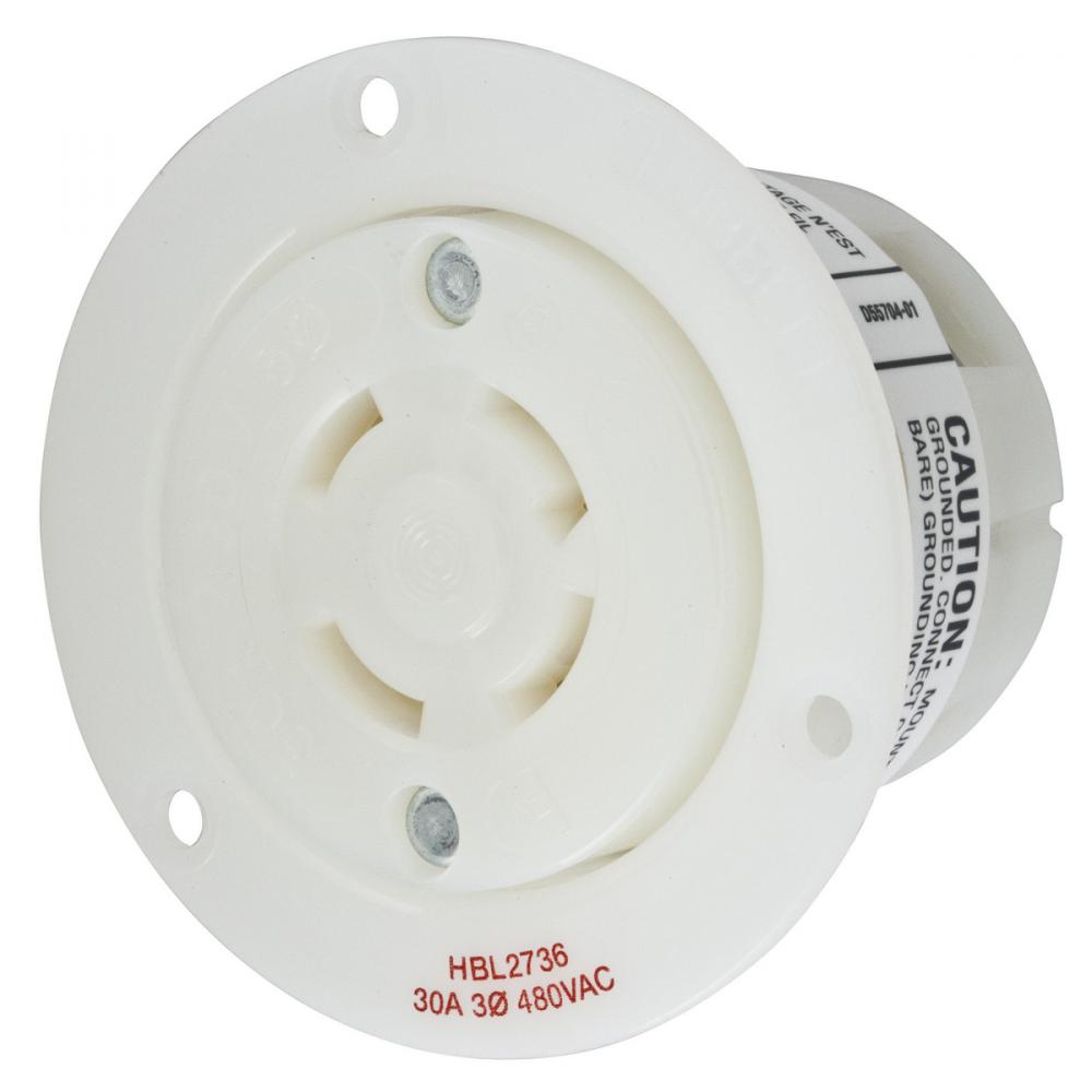 LKG FLG-RCPT, 30A 3P 480V, L16-30R, WH
