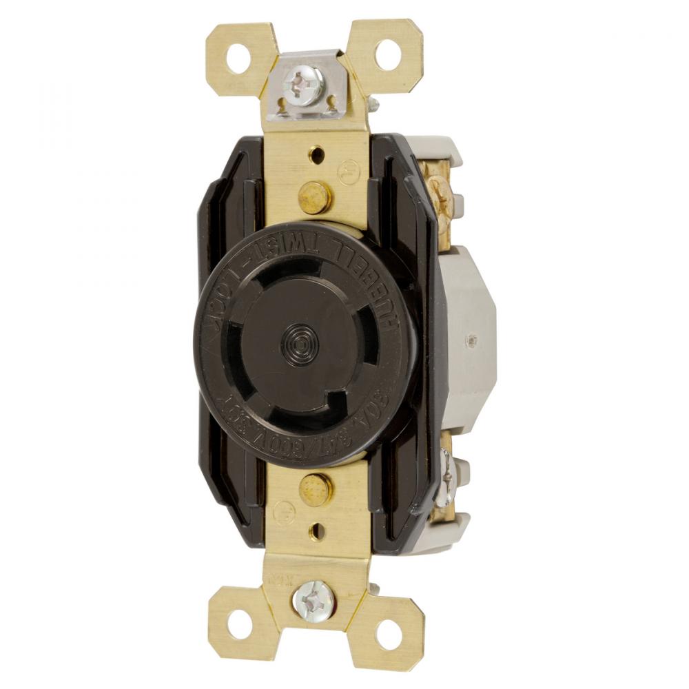 LKG RCPT, 30A 3PH 347/600V, L20-30R, BK