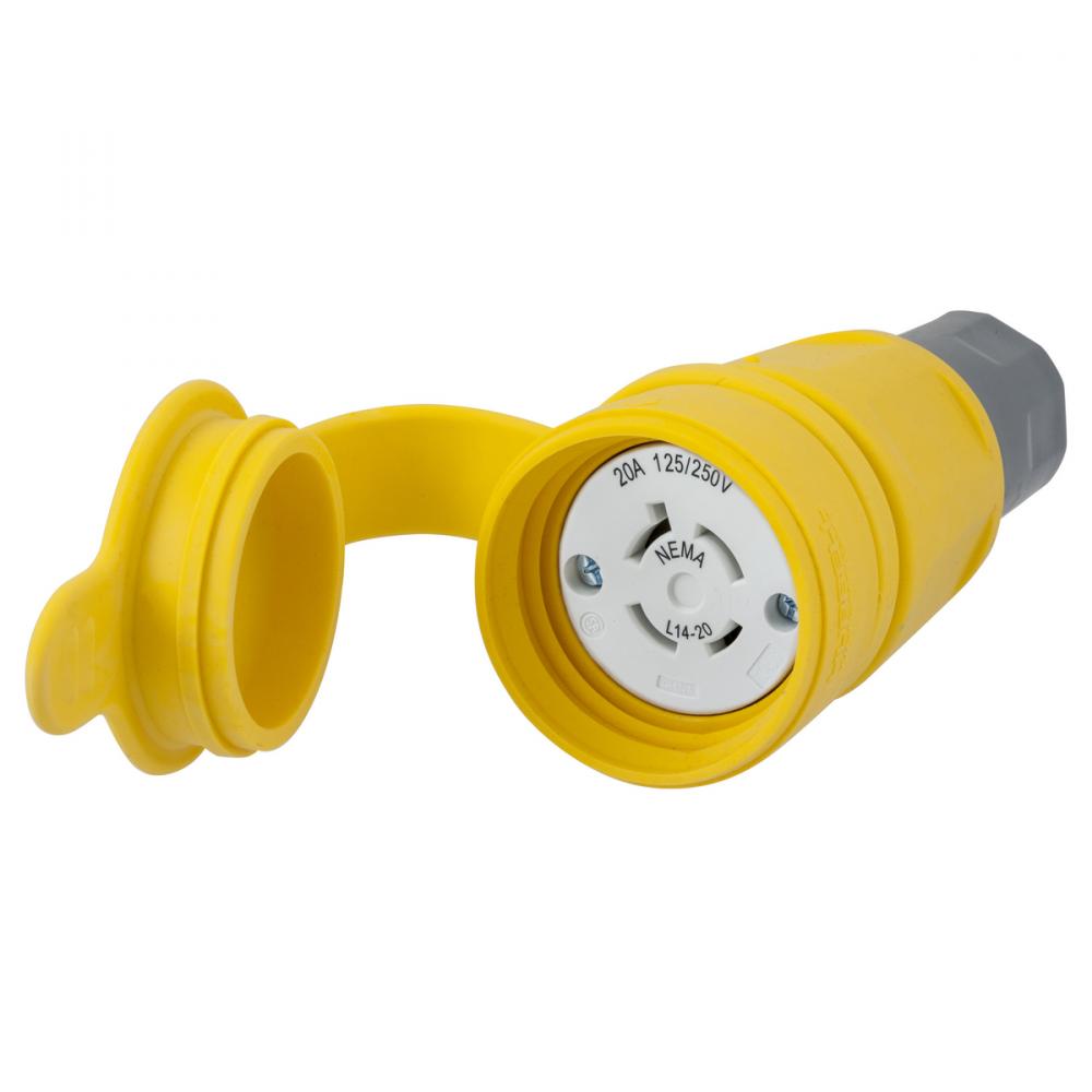 CONN, W/TIGHT, 20A 125/250V, L14-20R, YL