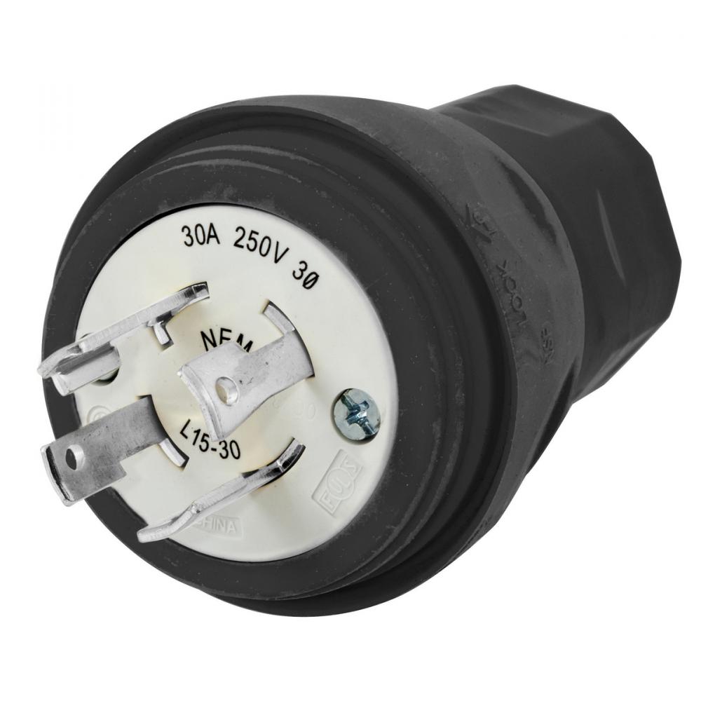 PLUG, W/TIGHT, 3P 30A, 250V, L15-30P BK