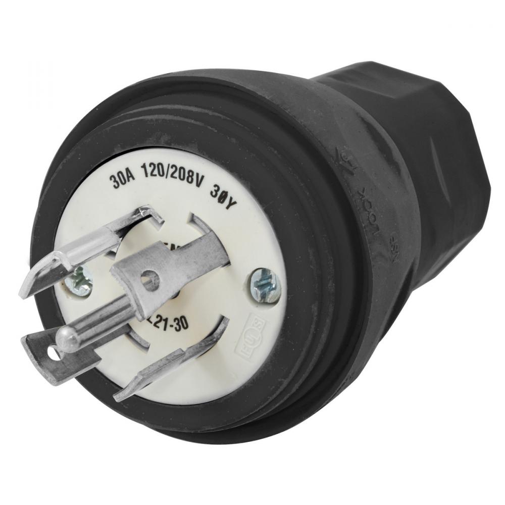 PLUG,W/TIGHT,3PY 30A 120/208V,L21-30P,BK