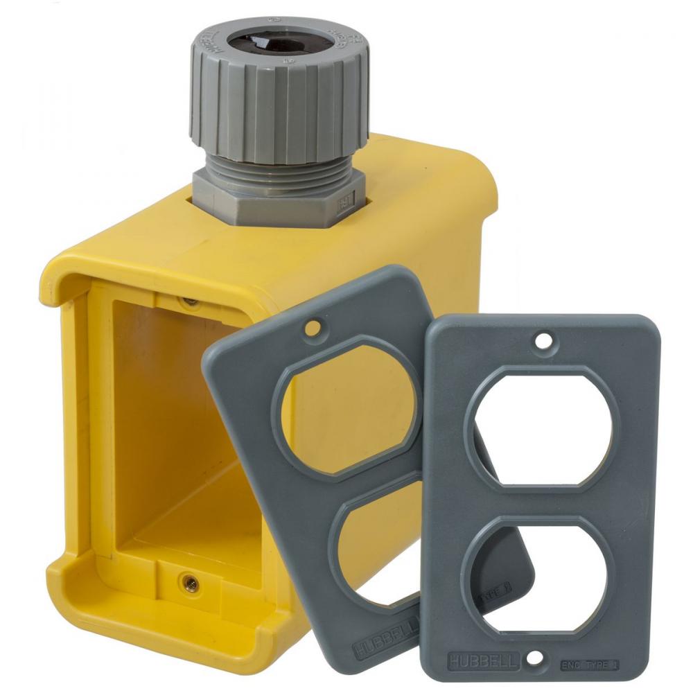 PORT OUTLET BOX WITH 2 DPLX PLATES, 1&#34;