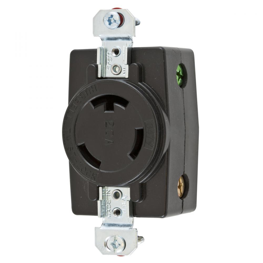 LKG RCPT, 20A 2P3W, 347V,  L24-20R, BK