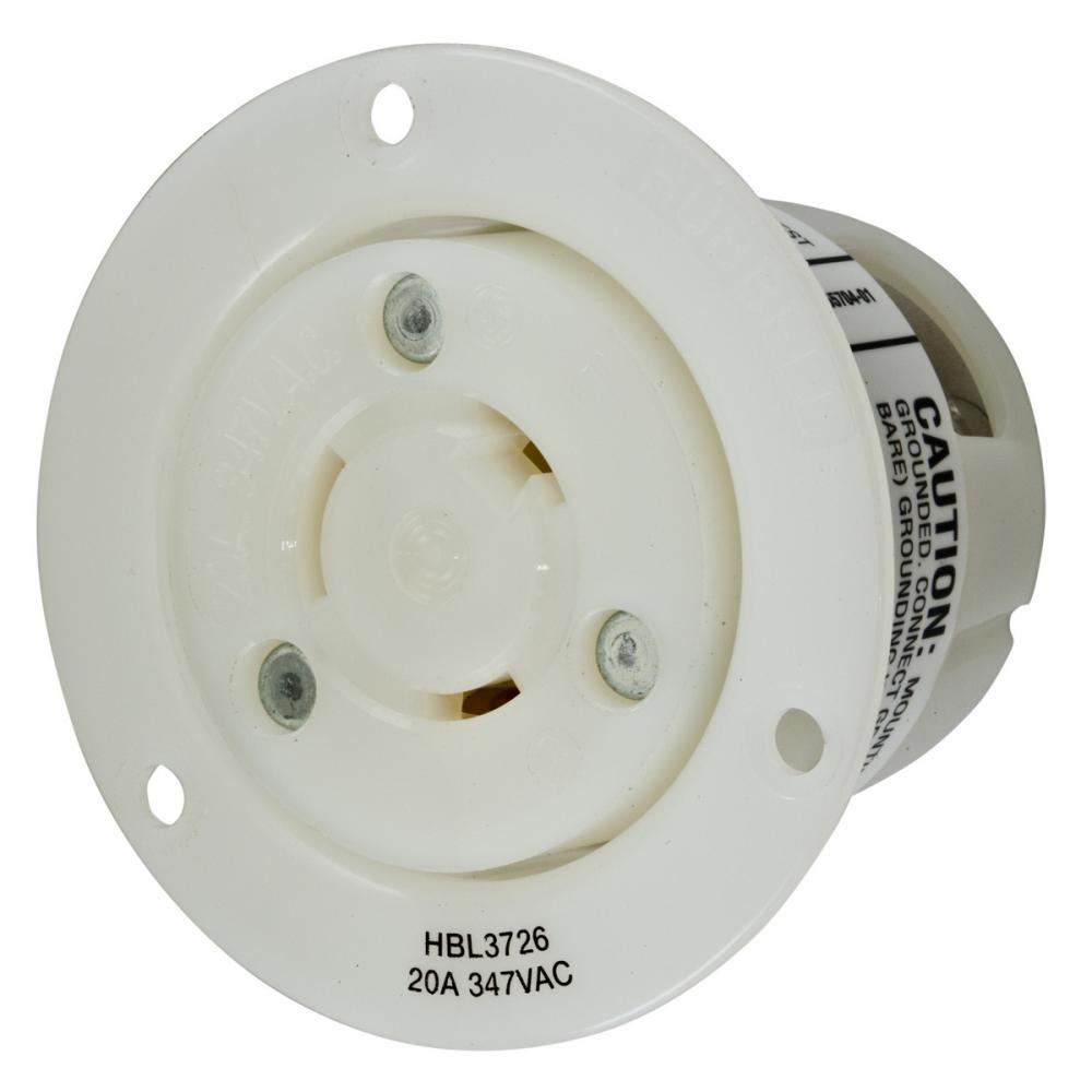 LKG FLG RCPT,30A 3P 347V,L24-20R,WH
