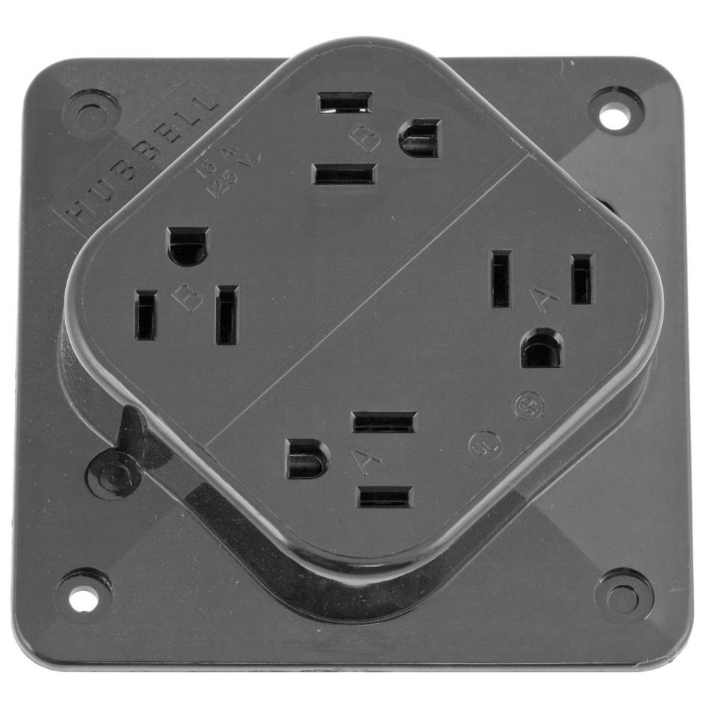 4-PLEX RCPT, 15A 125V, 5-15R, GY