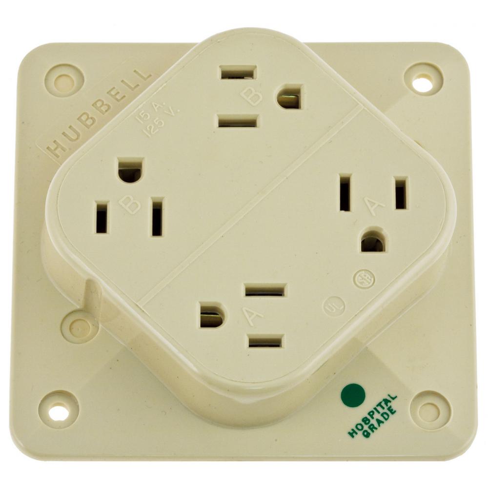 4-PLEX HG RCPT, 15A 125V, 5-15R, IV