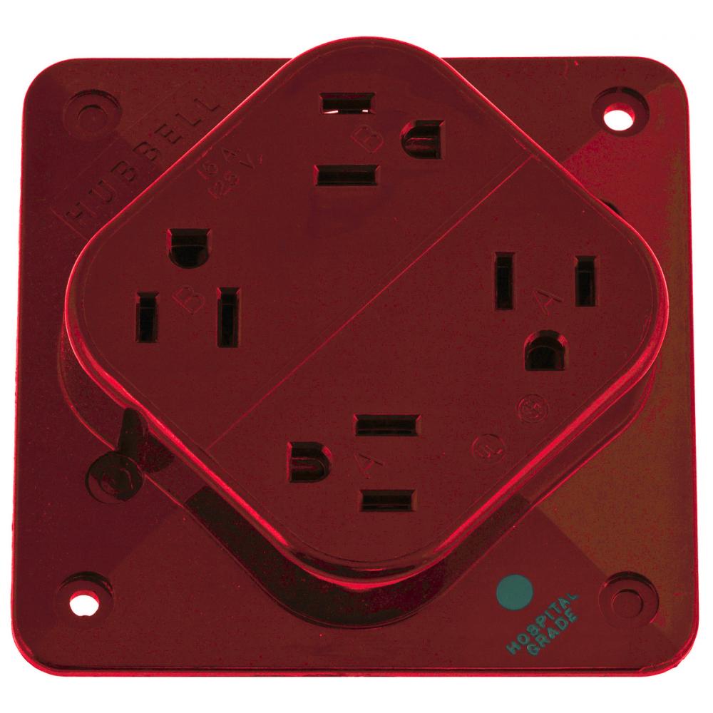 4-PLEX HG RCPT, 15A 125V, 5-15R, RD