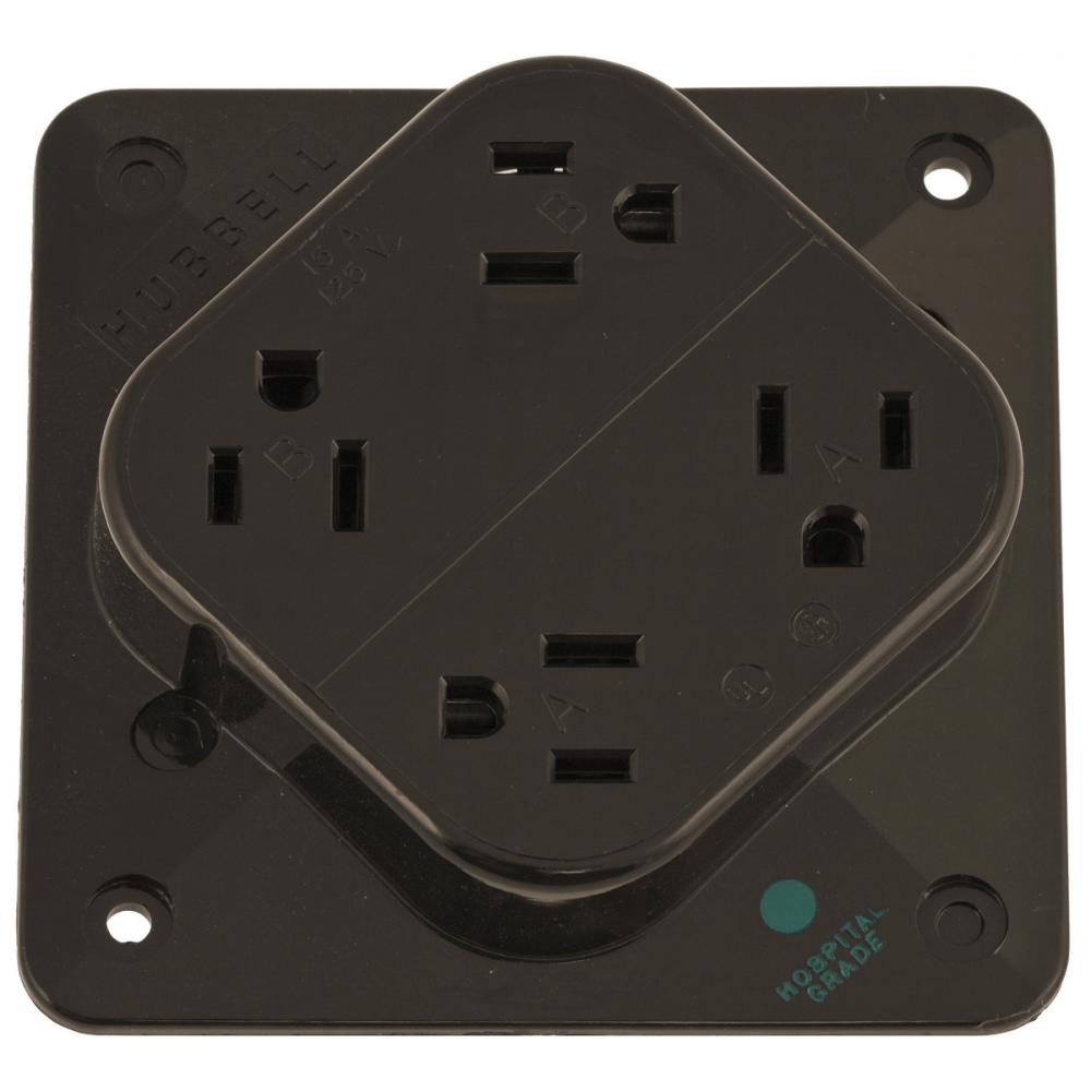4-PLEX HG RCPT, 15A 125V, 5-15R, BR