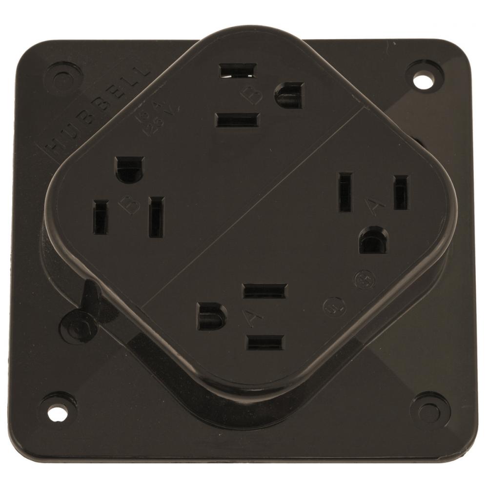 4-PLEX RCPT, 15A 125V, 5-15R, BR