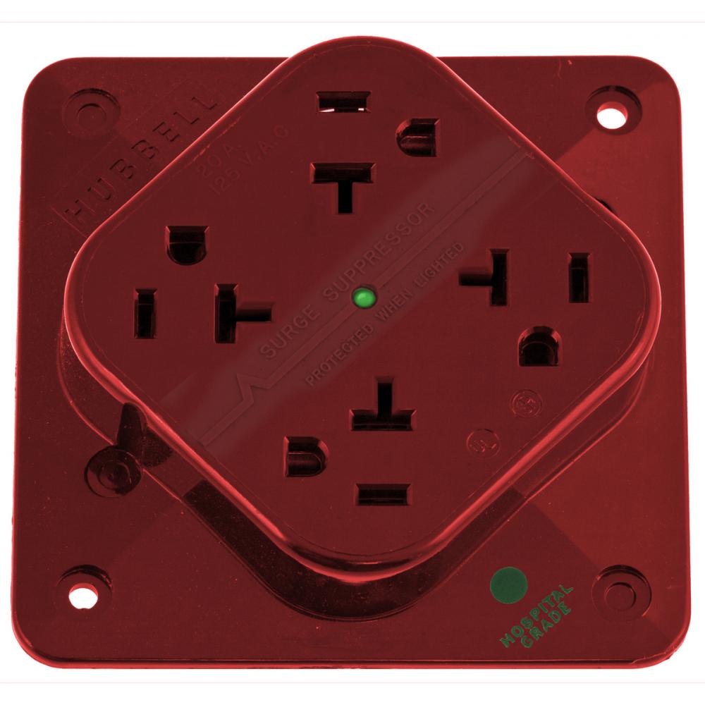 4-PLEX HG SPD RCPT, 20A 125V, 5-20R, RD