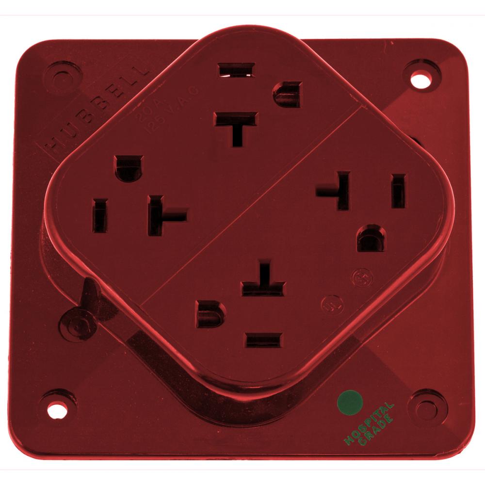 4-PLEX HG RCPT, 20A 125V, 5-20R, RD