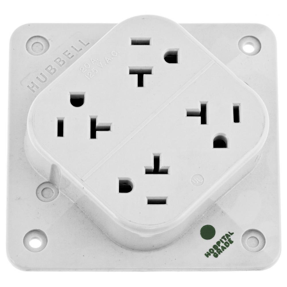 4-PLEX HG RCPT, 20A 125V, 5-20R, WH