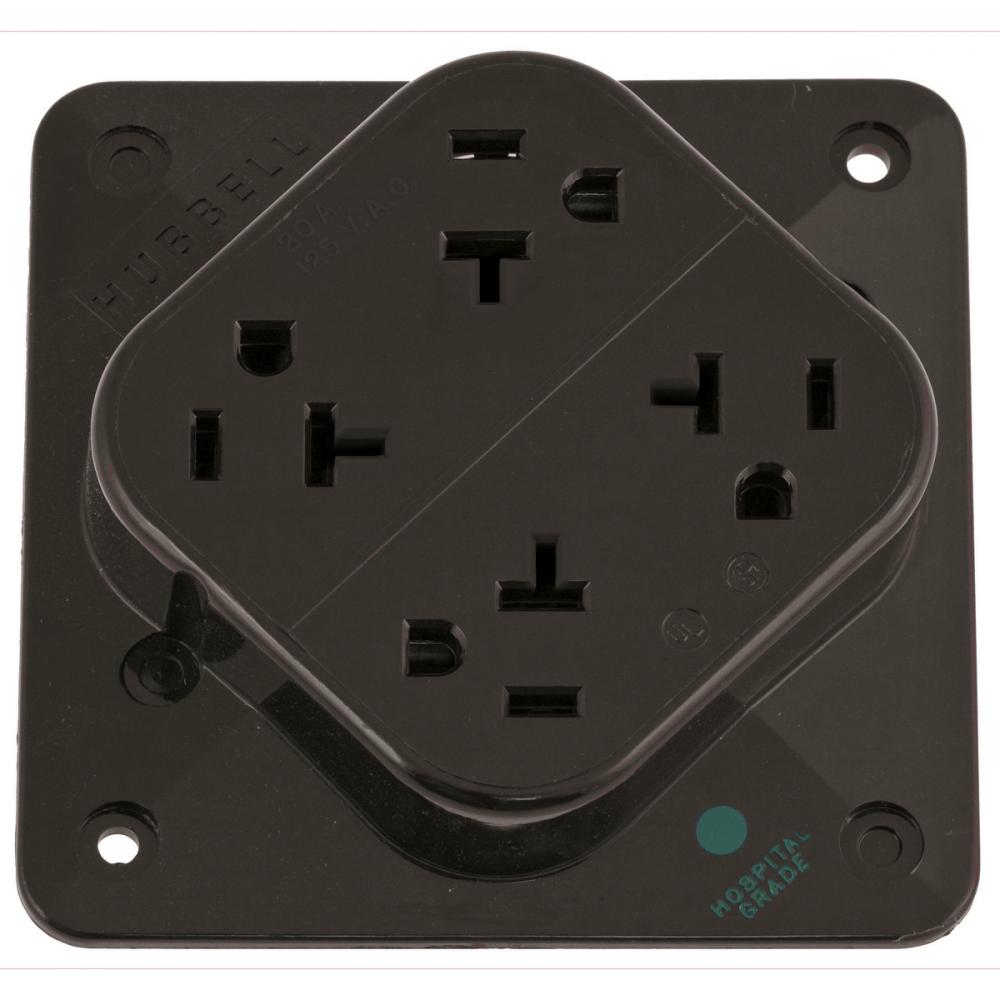 4-PLEX HG RCPT, 20A 125V, 5-20R, BR