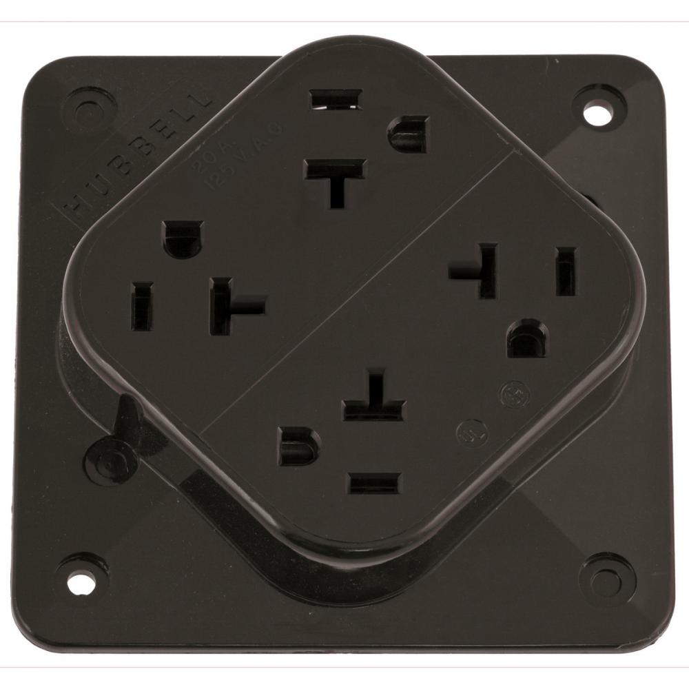 4-PLEX RCPT, 20A 125V, 5-20R, BR