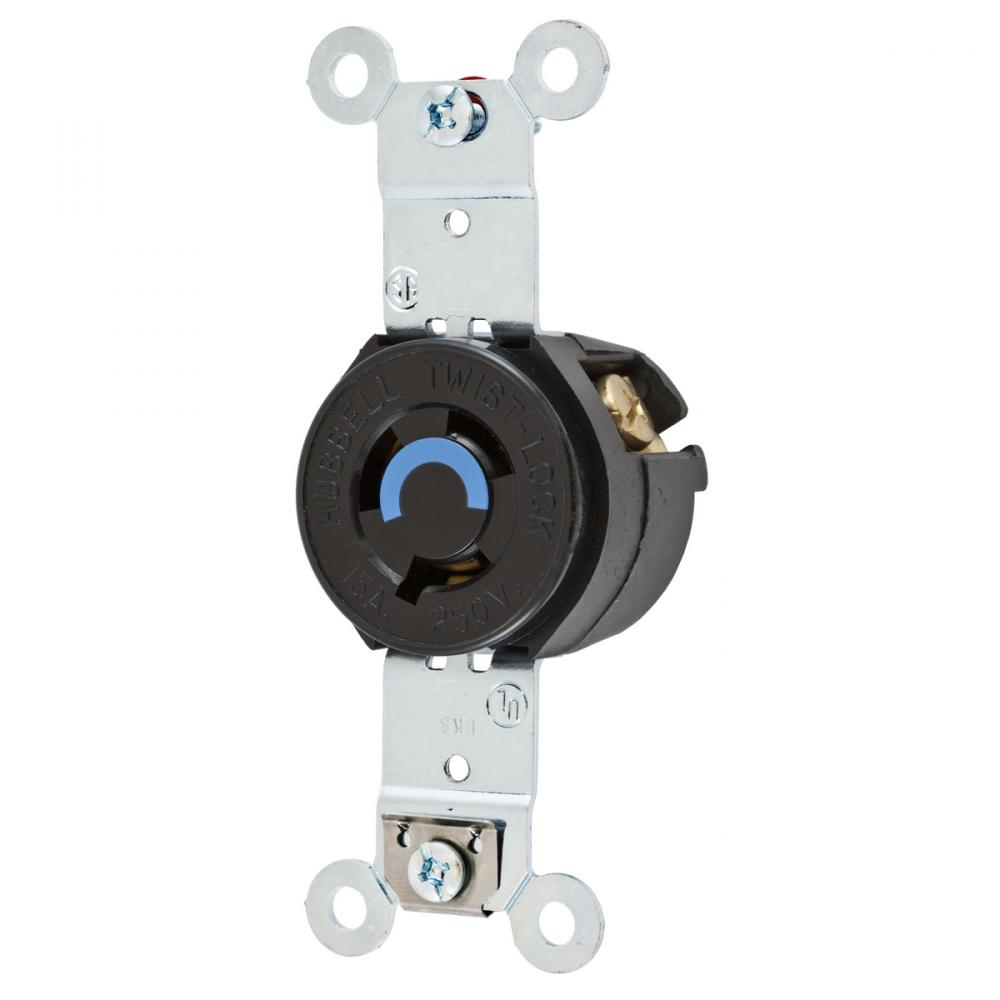 LKG SGL RCPT, 15A 250V, L6-15R, BULK 100